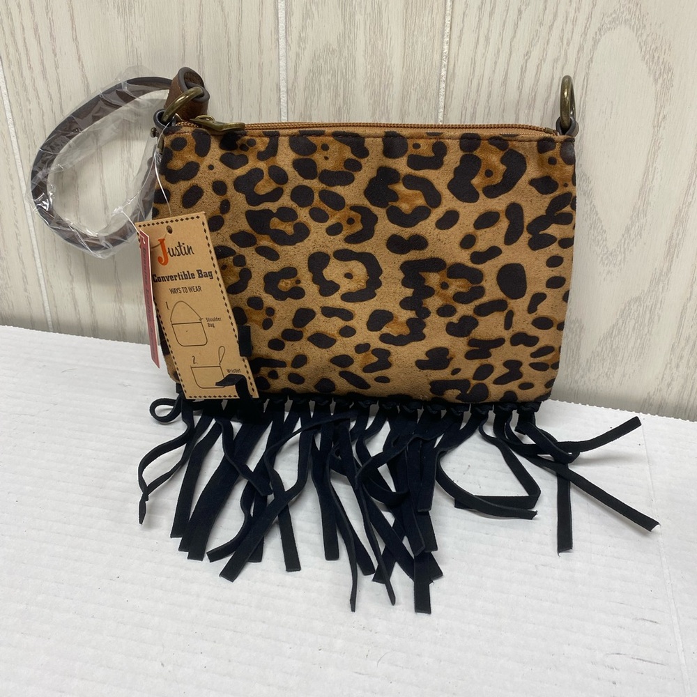 Justin Boots Brown and Black western Crossbody Bag with Fringe NWT